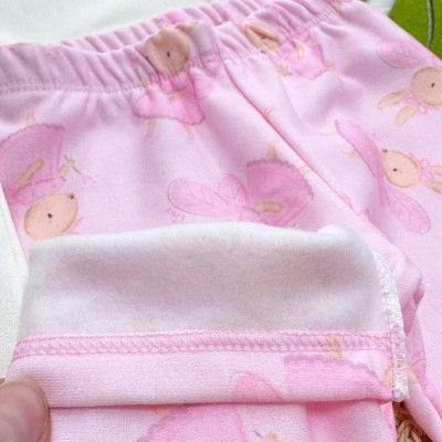 Conj. Casaco de Moletom Fada Coelhinha e Calça Legging - Off White e Rosa